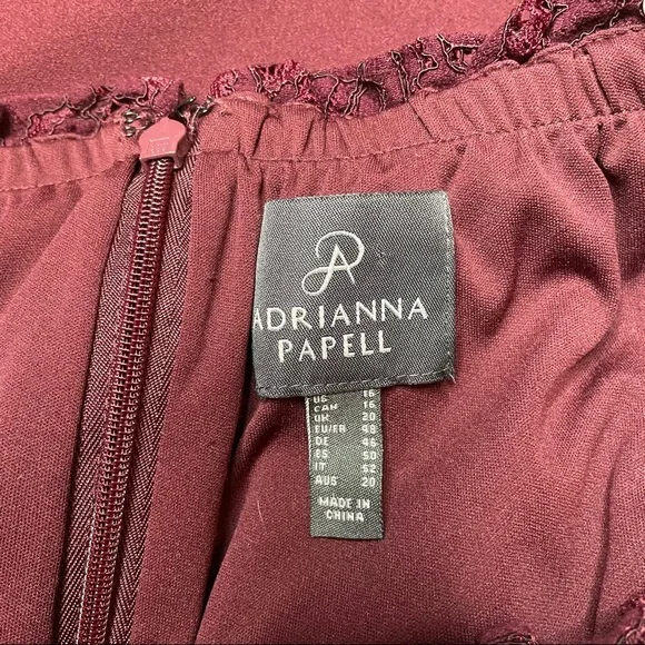 Adrianna Papell Burgundy Lace Long Sleeve Jumpsuit - Picture 5 of 13